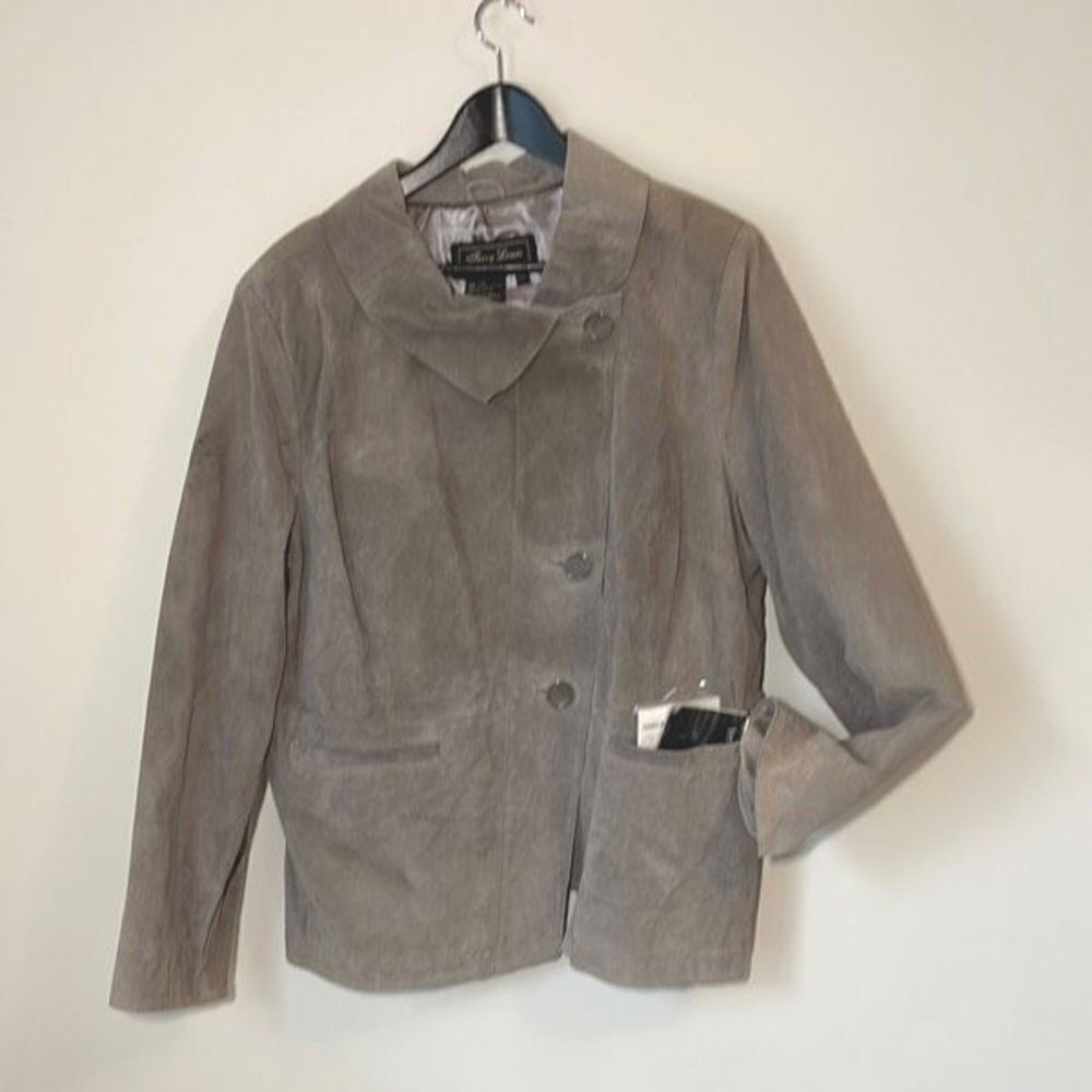 Terry Lewis Classic Luxuries Women's Genuine Leather Suede Jacket Gray Size 2X N